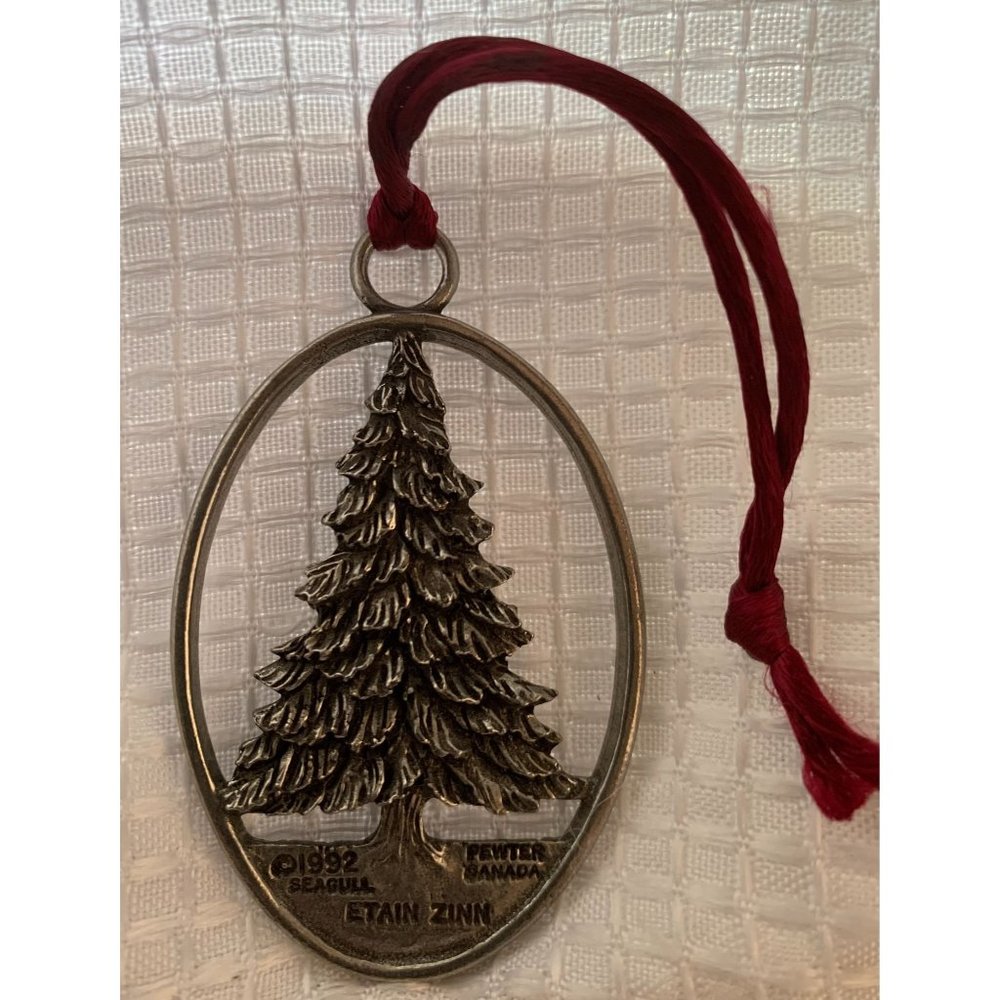 Seagull Tree Pewter Holiday Christmas ornament 1992